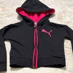 10/$30 Puma Kids Hoodie in Black with Pink Highlights